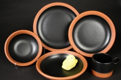 Paul Eshelman 2020.87 red stoneware Wide Rule Dinnerware with peep