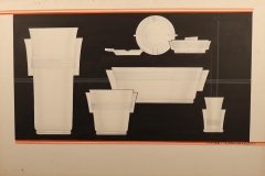 L2021.14 Viktor Schreckengost design rendering vases, planters, ashtray