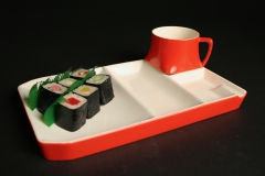 red snack set with sushi by unknown maker?