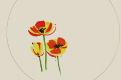 2021.136 Viktor Schreckengost original plate design drawing orange and yellow flowers