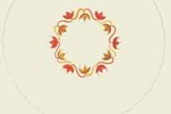 2021.141 Viktor Schreckengost original plate design with orange and gold leaves motif