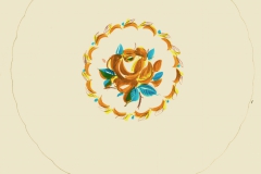 2021.142 Viktor Schreckengost original plate design with gold yellow and turquoise rose motif